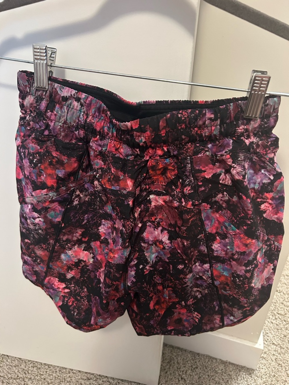 Lululemon Floral Print Shorts - Black, Pink & Purple